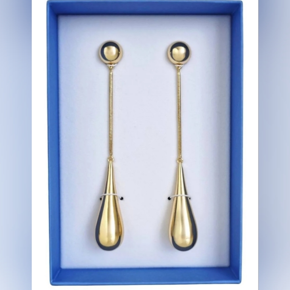 HM X Mugler Teardrop Pendant Earrings Gold